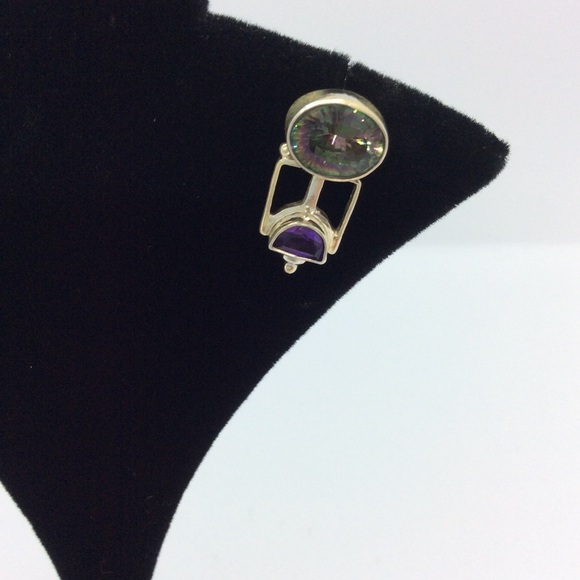 Vintage Amethyst & Quartz Earrings - Picture 2 of 7